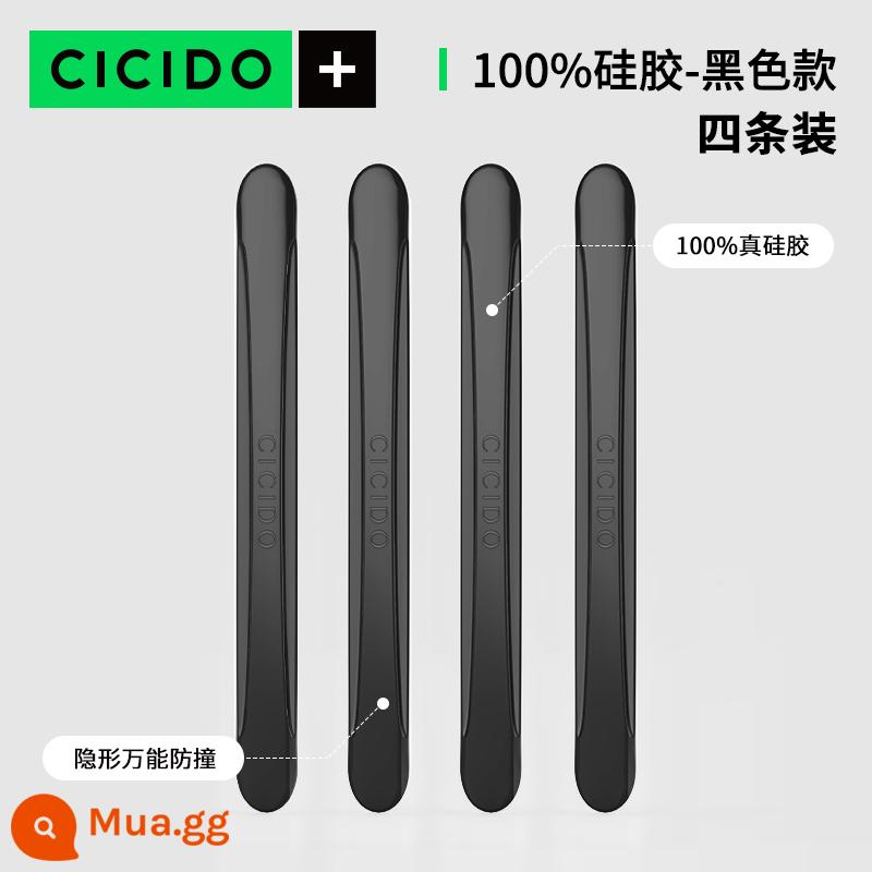 CICIDO cửa xe dải chống va chạm silicone chống va chạm dán cửa bên gương chiếu hậu chống trầy xước dải hiện vật - Mẫu màu đen [Bảo vệ cửa xe-4 gói] 100% silicone