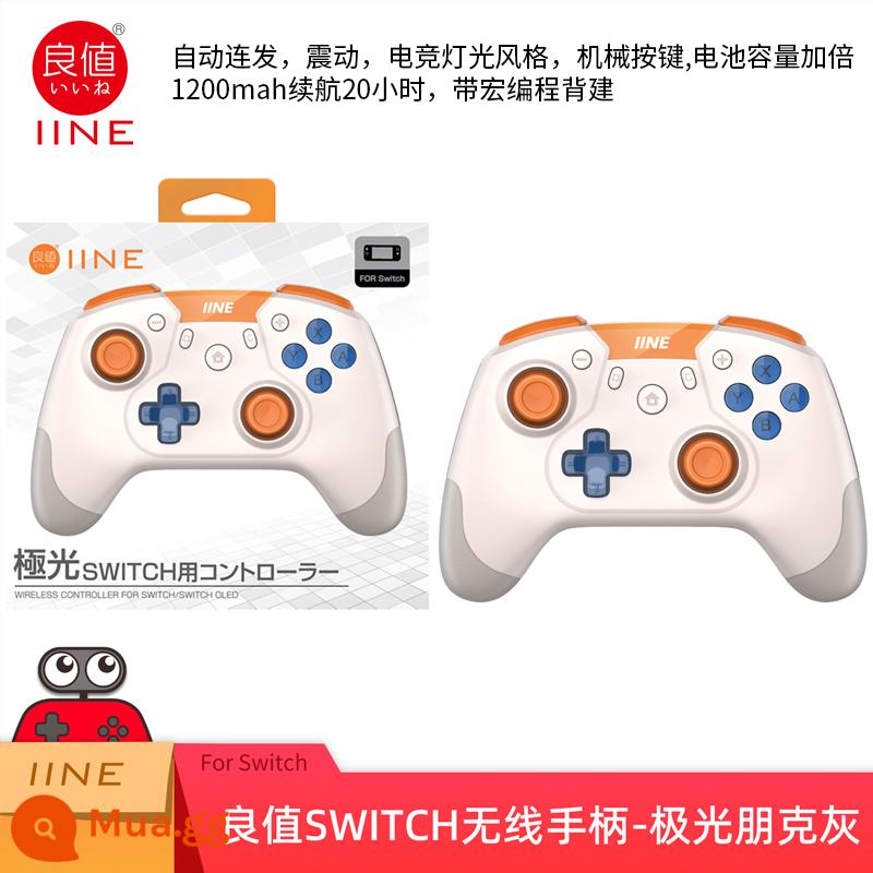 Tay cầm chơi game Switch PRO chính hãng giá trị tốt OLED NS rung không dây Bluetooth bật tay cầm trong suốt - Giá trị tốt〖Aurora Grey〗Mũ miễn phí có tay cầm cơ học được lập trình L784