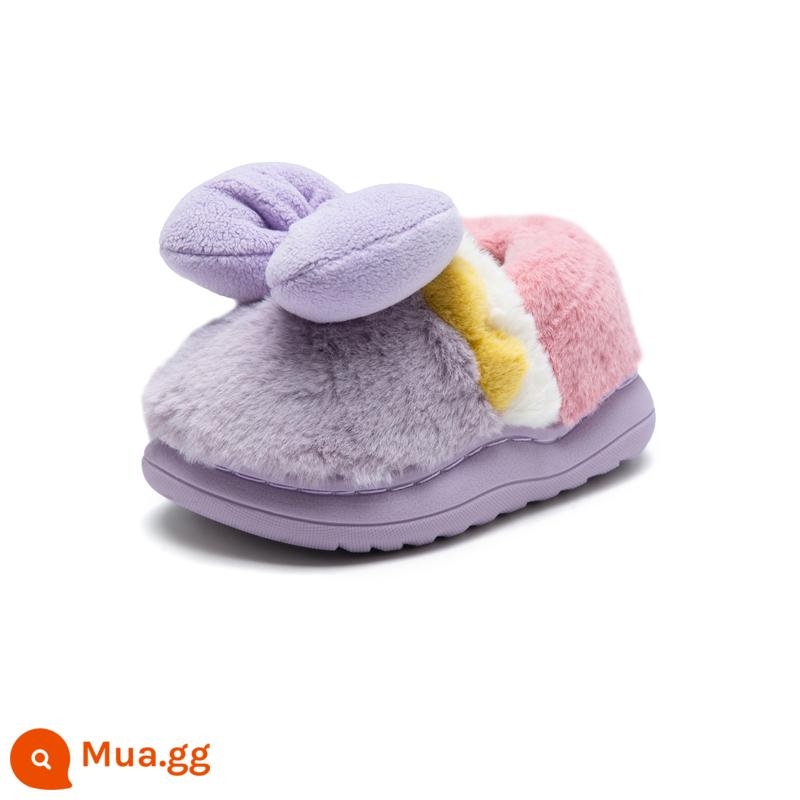 Balabala Bé Gái Nhà Cotton Kéo Cha Mẹ Con Chống Trơn Trượt Cho Bé Mùa Đông Mới Trẻ Em Giày Trẻ Em giày Công Chúa - Tím Hồng Tím 70002