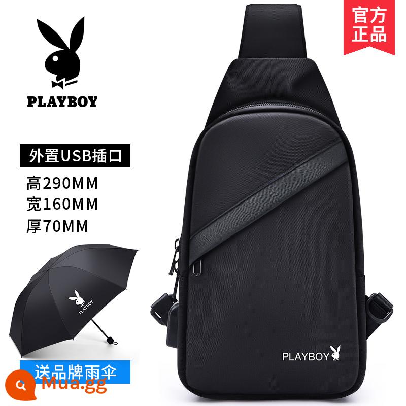 Túi đeo vai Playboy dành cho nam, ba lô đeo chéo một vai thương hiệu Ins Tide, túi đeo ngực mùa hè sức chứa lớn, nhỏ, nhẹ thông thường - Ô quà tặng màu đen hợp thời trang