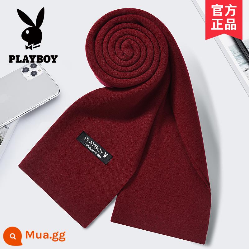 Khăn len Playboy nam thu đông ấm áp phiên bản Hàn Quốc cao cấp gửi bạn trai khăn choàng cổ chống lạnh - 6188 rượu vang đỏ