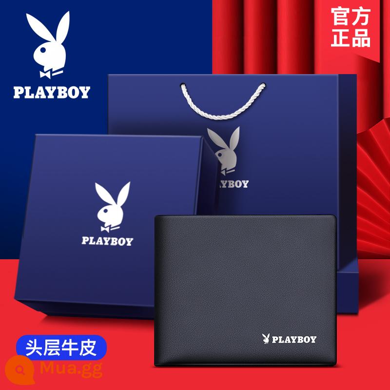 Ví nam Playboy da thật dung lượng lớn thương hiệu sành điệu giới trẻ bằng lái xe ví đựng tiền túi đựng thẻ tích hợp ví - [Hộp quà cao cấp] Da bò lớp trên cùng 2023