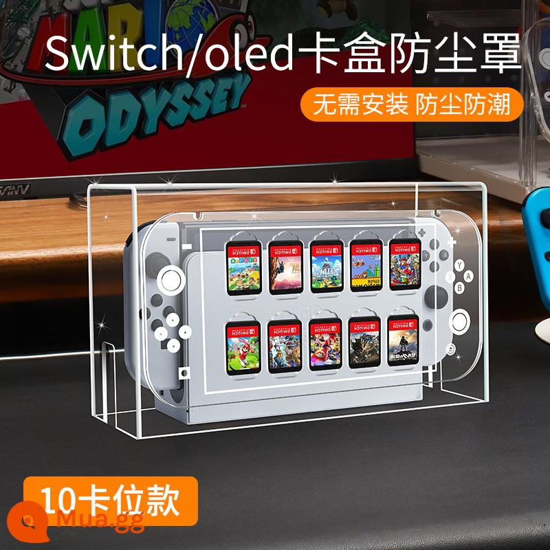 Công tắc che bụi dạ quang Nintendo switcholed máy chủ bảng điều khiển trò chơi hộp cơ sở ns bìa màn hình oled vỏ acrylic trong suốt vỏ bảo vệ hộp băng cassette túi lưu trữ hộp thẻ phụ kiện tản nhiệt - Tấm che bụi hộp 10 thẻ acrylic trong suốt hoàn toàn [phổ biến cho Switch/Oled]