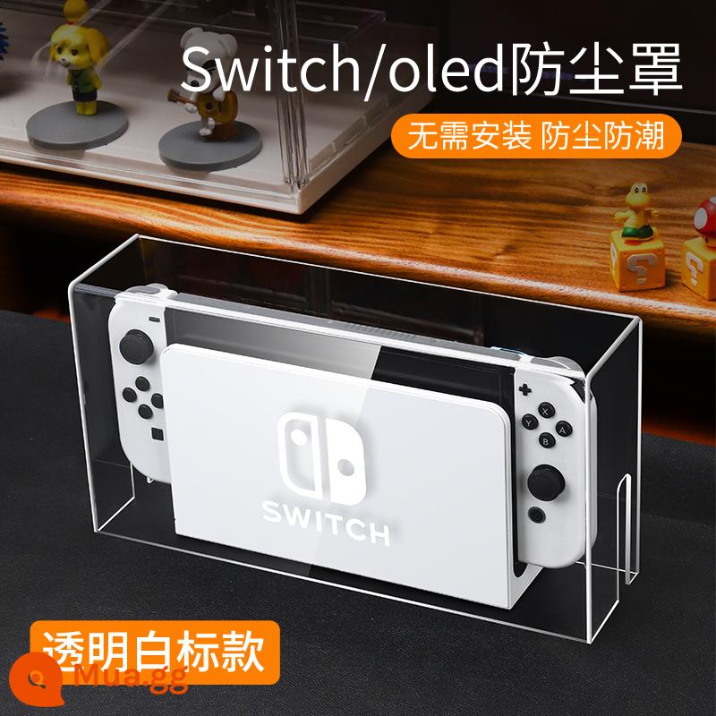 Công tắc che bụi dạ quang Nintendo switcholed máy chủ bảng điều khiển trò chơi hộp cơ sở ns bìa màn hình oled vỏ acrylic trong suốt vỏ bảo vệ hộp băng cassette túi lưu trữ hộp thẻ phụ kiện tản nhiệt - Nhãn trắng che bụi trong suốt bằng acrylic [Universal cho Switch/Oled]