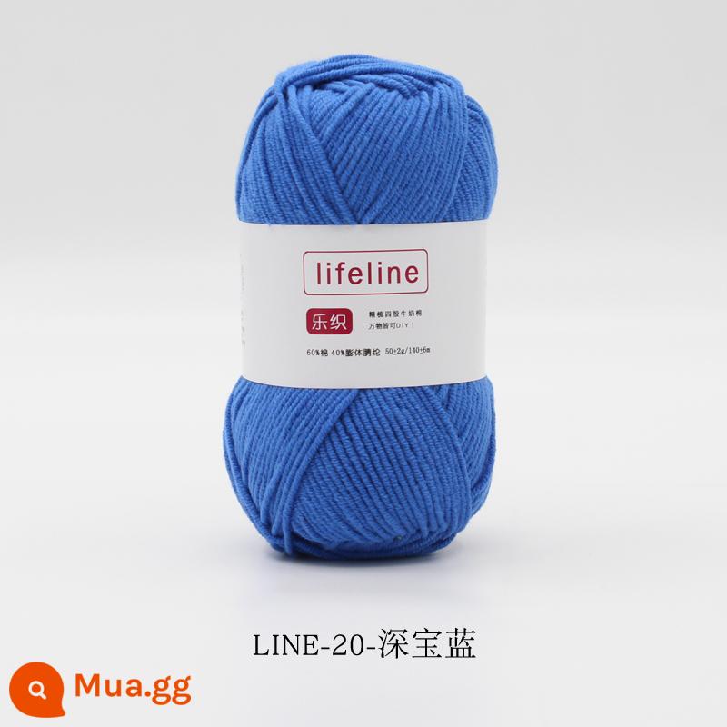 Lezhi 4 sợi cotton chải kỹ sợi sữa dệt kim tay DIY móc bó hoa búp bê chất liệu gói áo len cho bé - 20-Màu xanh sapphire đậm