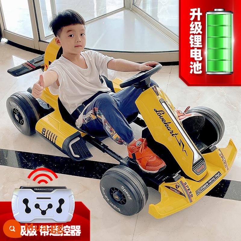 Đồ chơi go-kart điện siêu lớn có thể ngồi trên xe đua drift trẻ em 10 tuổi người lớn lái xe ô tô bốn bánh - Kiểu dáng lớn màu vàng | Pin lithium được nâng cấp với thời lượng pin 8 giờ [có thể điều chỉnh tốc độ/kích thước có thể điều chỉnh]