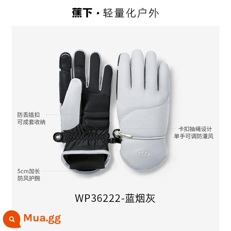 Găng tay nhung chuối PO36023 nữ chống gió và ấm áp màn hình cảm ứng ngoài trời dày lái xe và đi găng tay trượt tuyết - [Phong cách nhung dày] Màu xanh tro