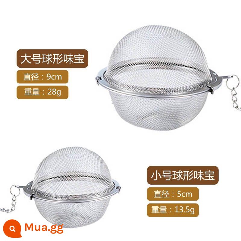 Gia vị mới túi bóng thép không gỉ 304 ướp gia vị bóng canh hầm hồi hộp đựng gia vị Weibao trà bóng - 304 nhỏ + lớn [5 + 9 cm]