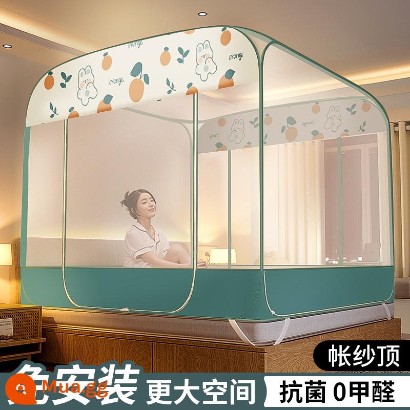 Mùng không cần lắp đặt yurt home 2022 phòng ngủ trẻ em mới chống ngã cao cấp hoa văn dày gấp tài khoản 2023 - Orange Rabbit [Ba cửa, toàn bộ đáy chống rơi, phía trên rộng rãi, không gian cực rộng]