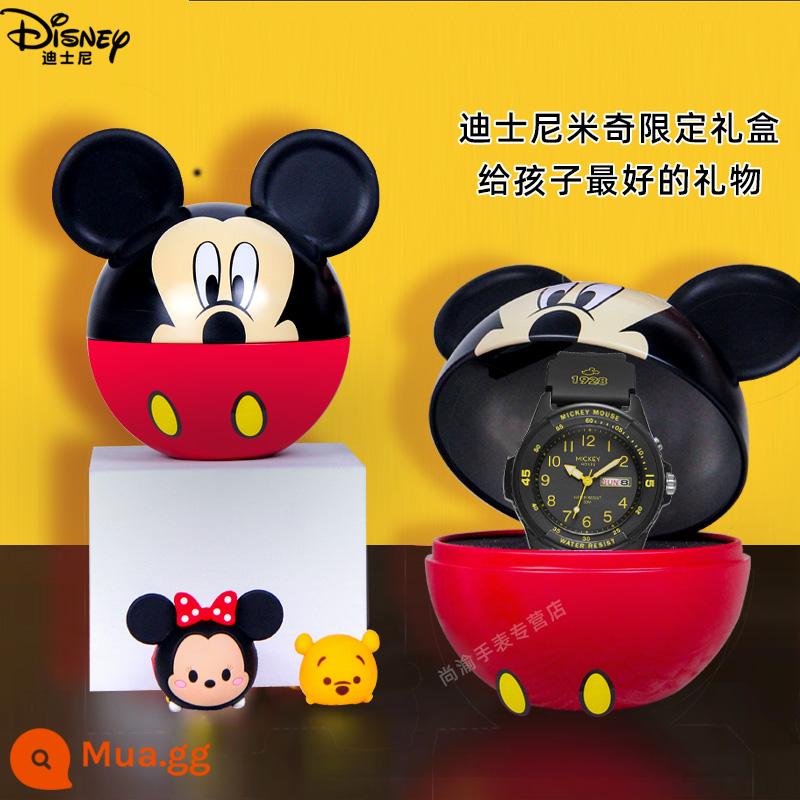 Disney Đồng Hồ Trẻ Em Học Sinh Nam Học Sinh Tiểu Học Dạ Quang Chống Nước Học Sinh Trung Học Cơ Sở Thể Thao Bé Trai Đồng Hồ Điện Tử - Chữ vàng đen + Bộ đồ Mickey