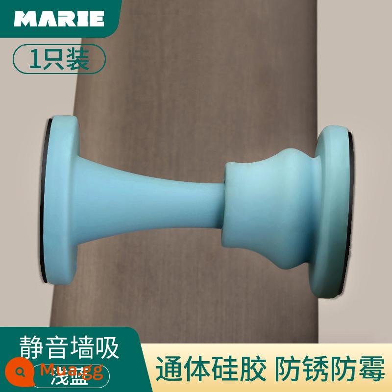 Chặn cửa miễn phí đấm silicone chặn cửa chống va chạm mới hút cửa sàn hút cửa cảm ứng phòng trang điểm nút chặn cửa hút im lặng - Tấm hút tường silicon đầy đủ màu xanh nhạt 1 miếng