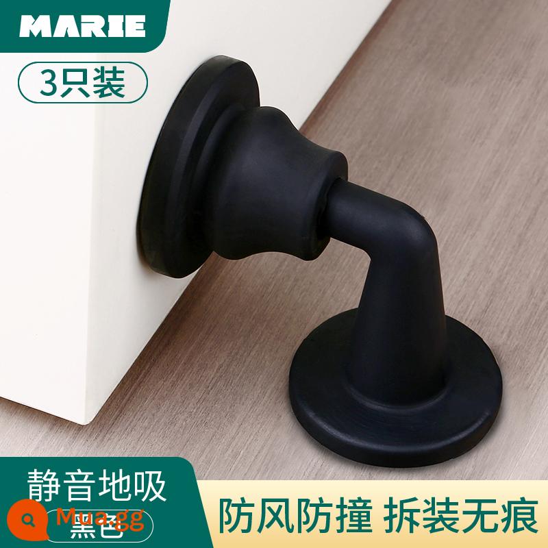 Cửa hút miễn phí đấm mới silicone chống va chạm chặn cửa cửa cảm ứng chặn cửa trang điểm cửa phòng cửa hút phía sau cửa hút cố định - Hút sàn 3 màu đen