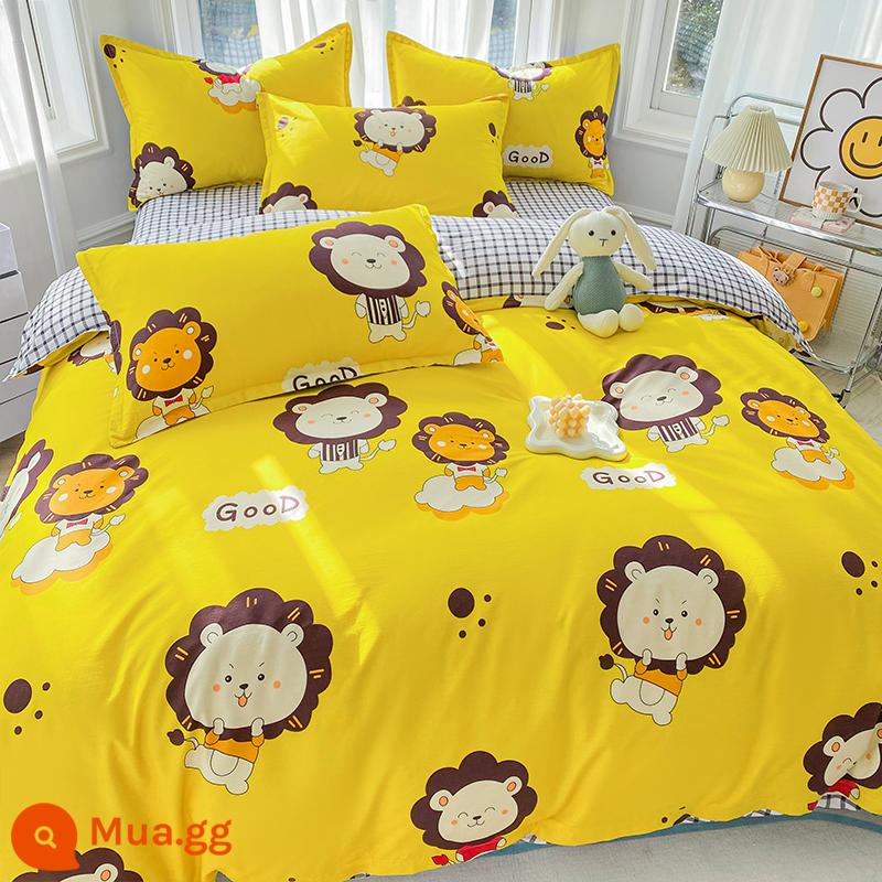 4 Bộ Cotton Nguyên Chất Cotton 100 Bé Trai Hoạt Hình Giường Vỏ Chăn Ga Gối Trẻ Em Đĩa Đơn 3 Khủng Long 4 - Chúa tể rừng xanh