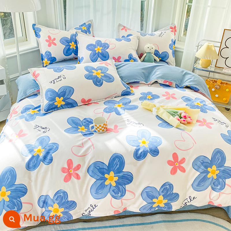 4 Bộ Cotton Nguyên Chất Cotton 100 Bé Trai Hoạt Hình Giường Vỏ Chăn Ga Gối Trẻ Em Đĩa Đơn 3 Khủng Long 4 - cây dừa cạn