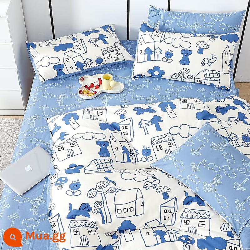 4 Bộ Cotton Nguyên Chất Cotton 100 Bé Trai Hoạt Hình Giường Vỏ Chăn Ga Gối Trẻ Em Đĩa Đơn 3 Khủng Long 4 - ngôi nhà nhỏ của tôi