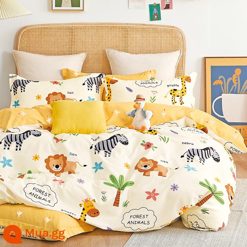 4 Bộ Cotton Nguyên Chất Cotton 100 Bé Trai Hoạt Hình Giường Vỏ Chăn Ga Gối Trẻ Em Đĩa Đơn 3 Khủng Long 4 - thung lũng Hạnh Phúc