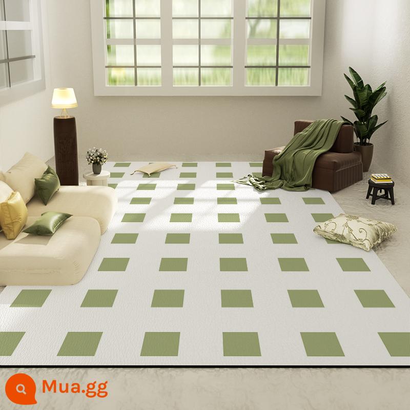 Checkerboard Thảm Da Phòng Khách Thoáng Mát Sàn Miễn Phí Chăm Sóc Chống Nước Giày Lười Dùng Một Lần Bàn Thảm Phòng Ngủ Đầu Giường Chăn - Nhụy xanh (mát mẻ dễ chịu)