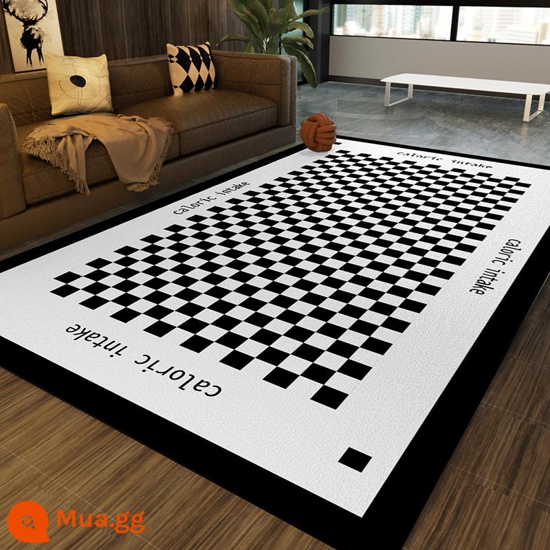 Checkerboard Thảm Da Phòng Khách Thoáng Mát Sàn Miễn Phí Chăm Sóc Chống Nước Giày Lười Dùng Một Lần Bàn Thảm Phòng Ngủ Đầu Giường Chăn - Bàn cờ Anh đen trắng (mát mẻ và thoải mái)