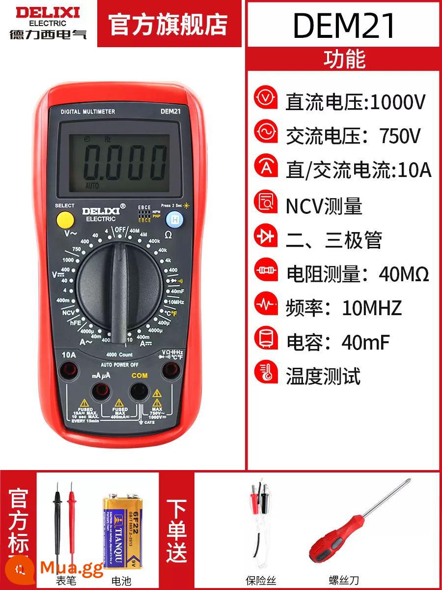 Đồng hồ vạn năng Delixi kẹp tự động thông minh nhỏ cầm tay kỹ thuật số bảo trì độ chính xác cao thợ điện đồng hồ vạn năng - Đồng hồ vạn năng DEM21 [bao gồm tuốc nơ vít]