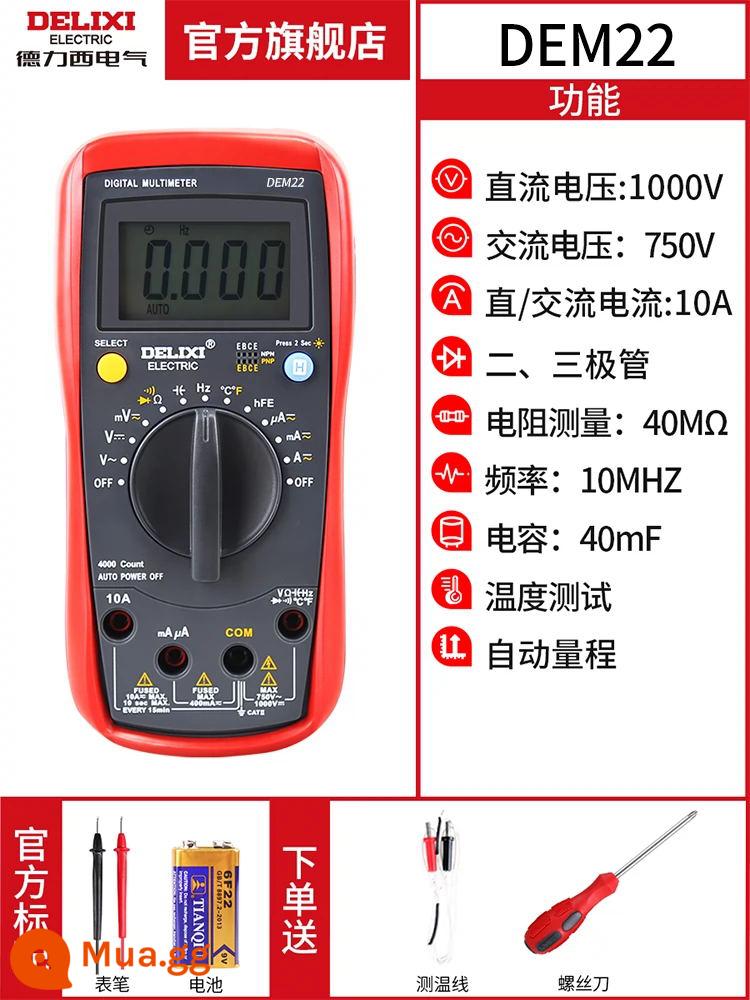 Đồng hồ vạn năng Delixi kẹp tự động thông minh nhỏ cầm tay kỹ thuật số bảo trì độ chính xác cao thợ điện đồng hồ vạn năng - Đồng hồ vạn năng DEM22 [bao gồm tuốc nơ vít]