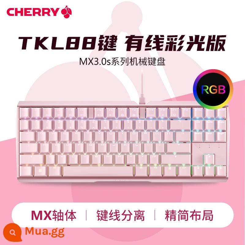 ANH ĐÀO Cherry MX3.0S IPL RGB Hợp Kim Nhôm Game Văn Phòng Thể Thao Điện Tử Cơ Trà Đen Xanh Đen Switch - Model có dây-RGB-hồng [88 phím]