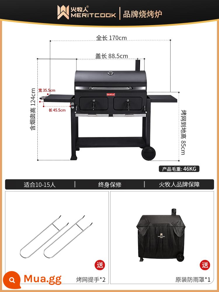 Fire Shepherd Vườn Vỉ Nướng BBQ Hộ Gia Đình Nướng Thịt Nướng Ngoài Trời Tiếp Liệu Bếp BBQ Lò Nướng Than Vỉ Nướng - Lò nướng Canglong [kiểu cũ]