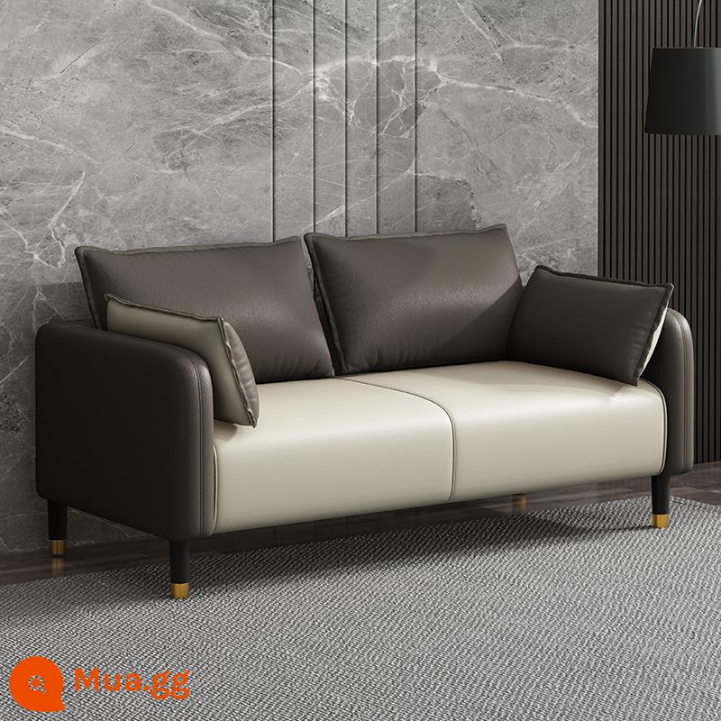 Phong cách Ý công nghệ không cần giặt vải căn hộ nhỏ sofa phòng khách phòng cho thuê đơn giản sofa da đôi sofa nhỏ ba chỗ ngồi - Cà phê + vải kỹ thuật không giặt màu trắng nhạt