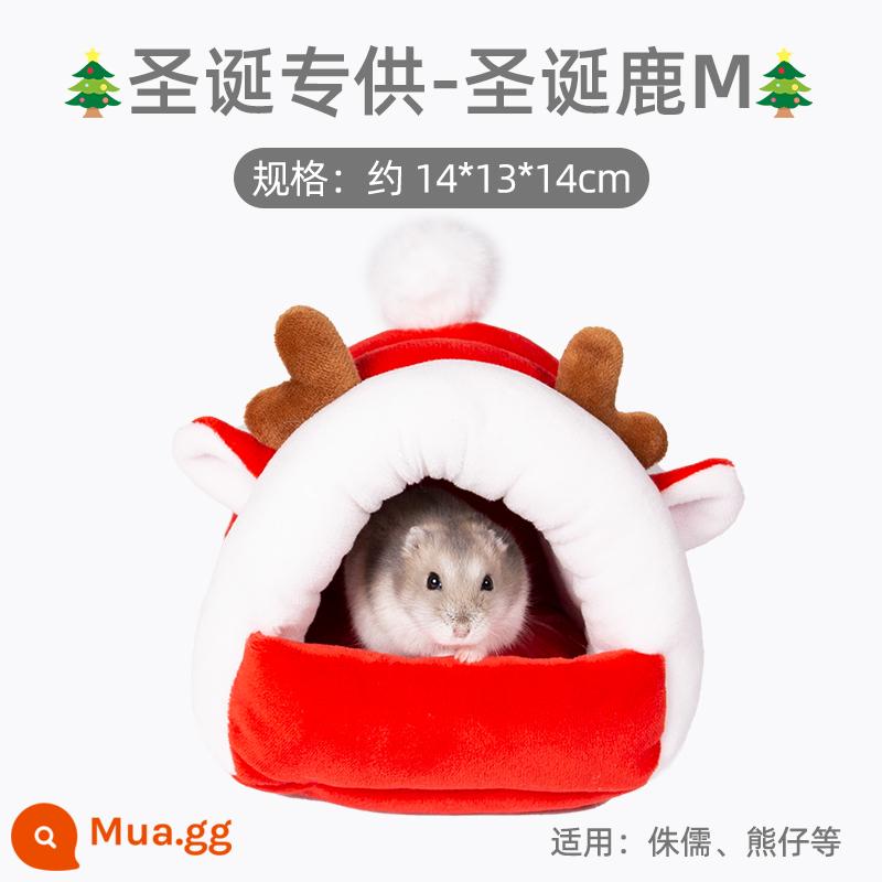 Hamster bông ấm tổ gấu vàng mùa đông tổ nhỏ mật ong túi lượn hoa cành chuột trốn nhà mùa đông đồ dùng mùa đông - Hươu Giáng sinh-có đệm nhung (lùn, gấu con)