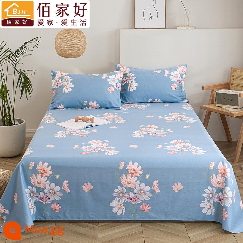 100 tấm cotton đơn mảnh đôi 1,5m tấm cotton lưới chăn màu đỏ vỏ gối đơn 2 bộ ba mảnh 1.2 đơn - Mùa xuân ấm áp hoa nở (vải dày)