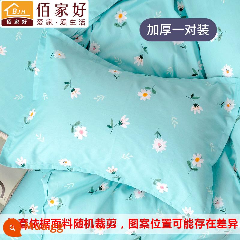 2023 Mới Nguyên Chất Áo Gối Cotton Cặp Áo Gối Đơn Cotton Hộ Gia Đình Cả Đầu Lót Bao 48Cm X 74Cm - Hoa - Màu xanh (cặp), cotton hai mặt, thân thiện với làn da và thoải mái khi ngủ