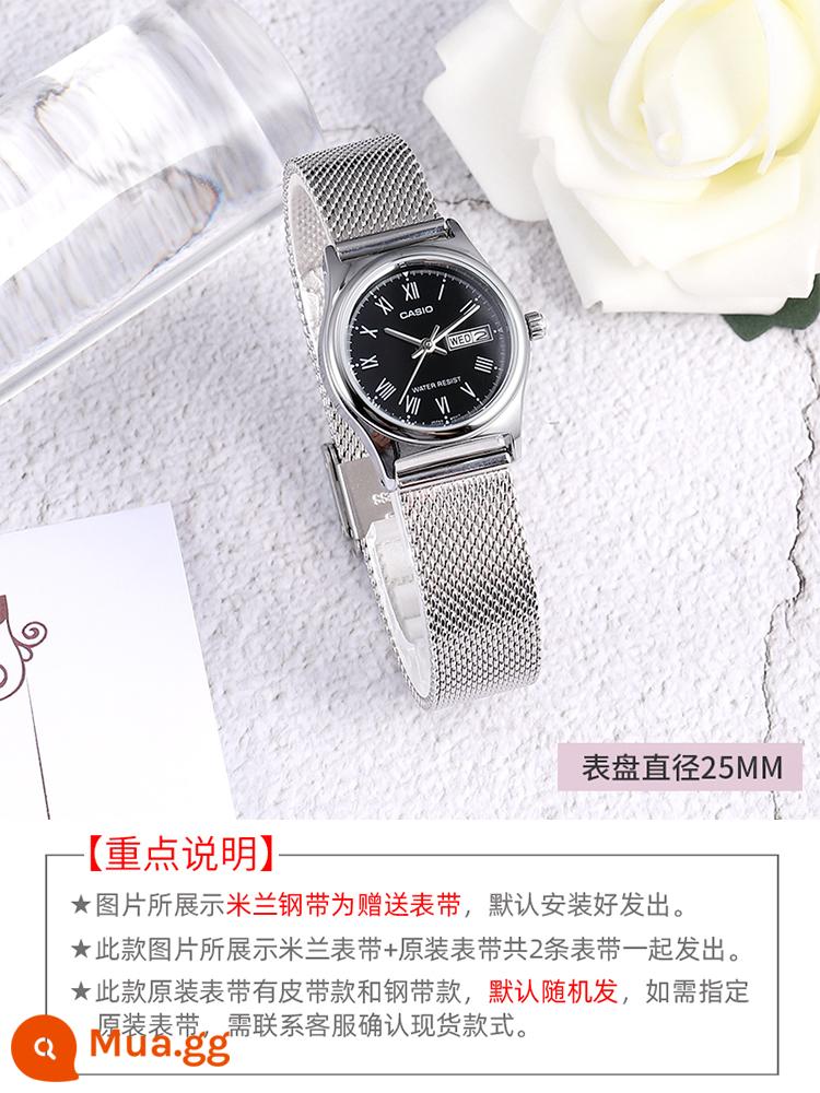 Quà tặng năm mới Đồng hồ CASIO nữ ins phong cách đơn giản khí chất đồng hồ nữ thời trang sinh viên chống thấm nước đồng hồ nữ - Dây đeo LV006L-1B Milan + dây đeo chính hãng, tổng cộng 2 dây