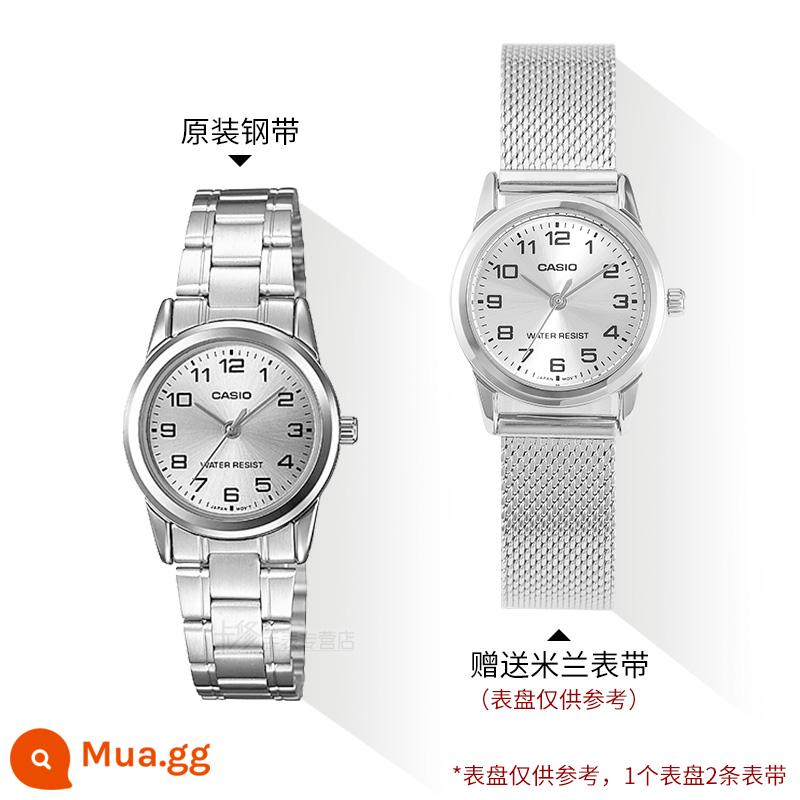 Quà tặng năm mới Đồng hồ CASIO nữ ins phong cách đơn giản khí chất đồng hồ nữ thời trang sinh viên chống thấm nước đồng hồ nữ - Dây thép Milan LTP-V001D-7B + dây thép nguyên bản, tổng cộng 2 dây