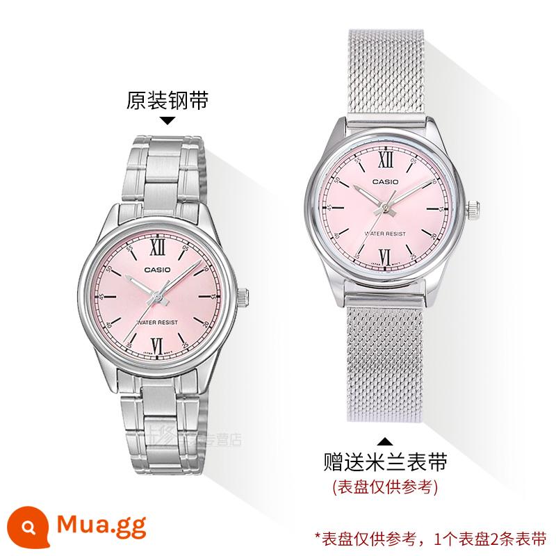 Quà tặng năm mới Đồng hồ CASIO nữ ins phong cách đơn giản khí chất đồng hồ nữ thời trang sinh viên chống thấm nước đồng hồ nữ - LTP-V005D-4B2 Dây thép Milan + dây thép nguyên bản, tổng cộng 2 dây