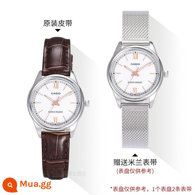 Quà tặng năm mới Đồng hồ CASIO nữ ins phong cách đơn giản khí chất đồng hồ nữ thời trang sinh viên chống thấm nước đồng hồ nữ - LTP-V005L-7B3 Dây thép Milan + dây chính hãng, tổng cộng 2 dây