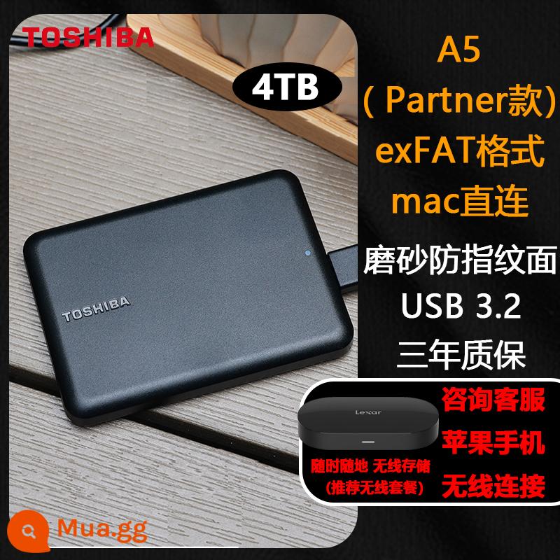 Ổ cứng di động toshiba 1t nhỏ màu đen a5 tốc độ cao 3.0 Apple lưu điện thoại di động gắn ngoài cơ 2t 4t không thể rắn - A5-4TB mờ (PT 2023 kết nối trực tiếp win/mac mới) màu đen