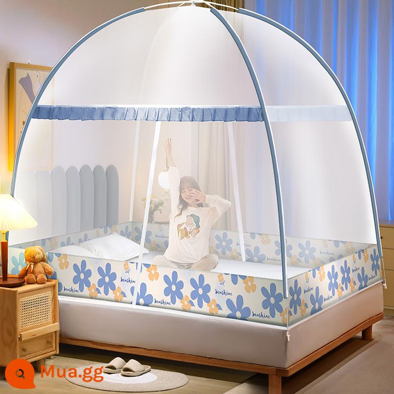 Mùng yurt không cần lắp đặt phòng ngủ gia đình giường 1.2m khung mái chống bụi 2023 chống ngã trẻ em mẫu mới - Áo hoa/gạc đơn giản và thoáng khí