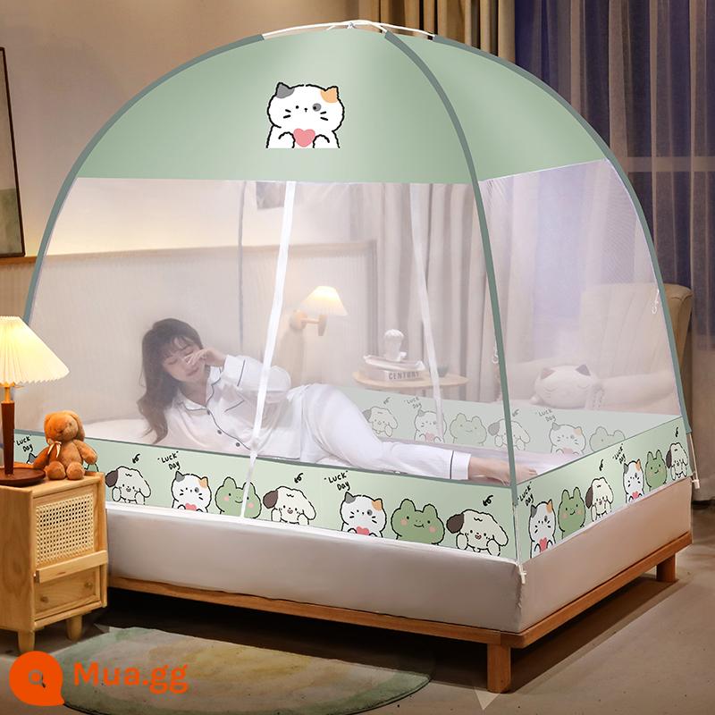 Mùng yurt không cần lắp đặt phòng ngủ gia đình giường 1.2m khung mái chống bụi 2023 chống ngã trẻ em mẫu mới - Áo Ếch/vải mèo chống bụi và cản sáng