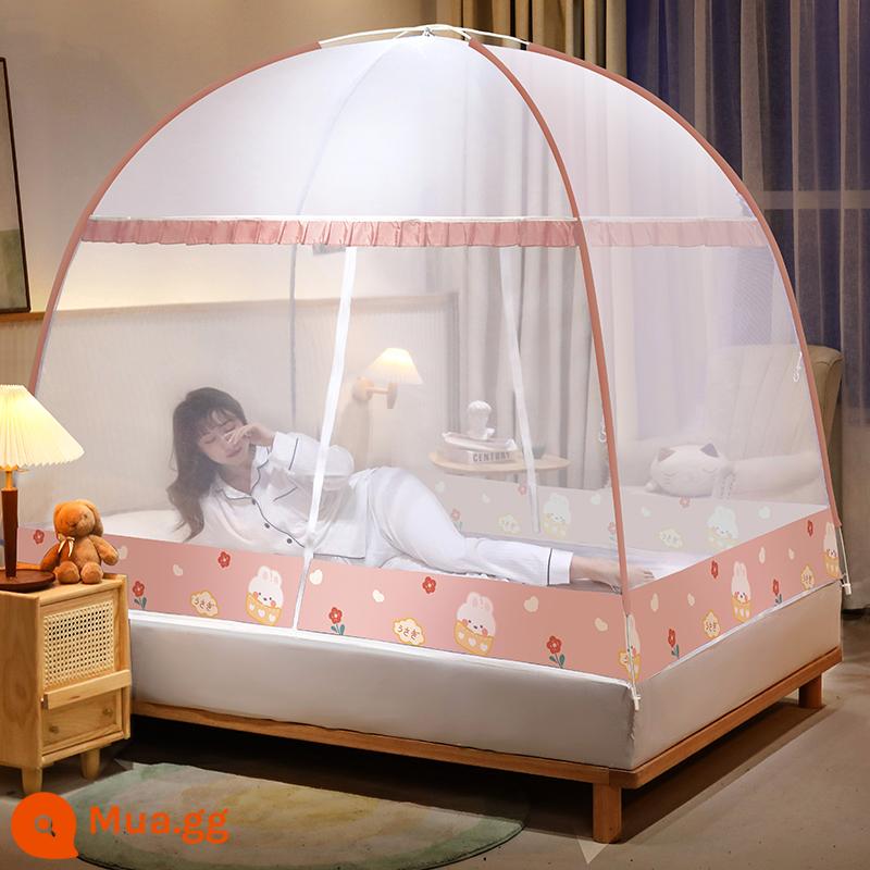 Mùng yurt không cần lắp đặt phòng ngủ gia đình giường 1.2m khung mái chống bụi 2023 chống ngã trẻ em mẫu mới - Áo hoa thỏ/gạc đơn giản và thoáng khí