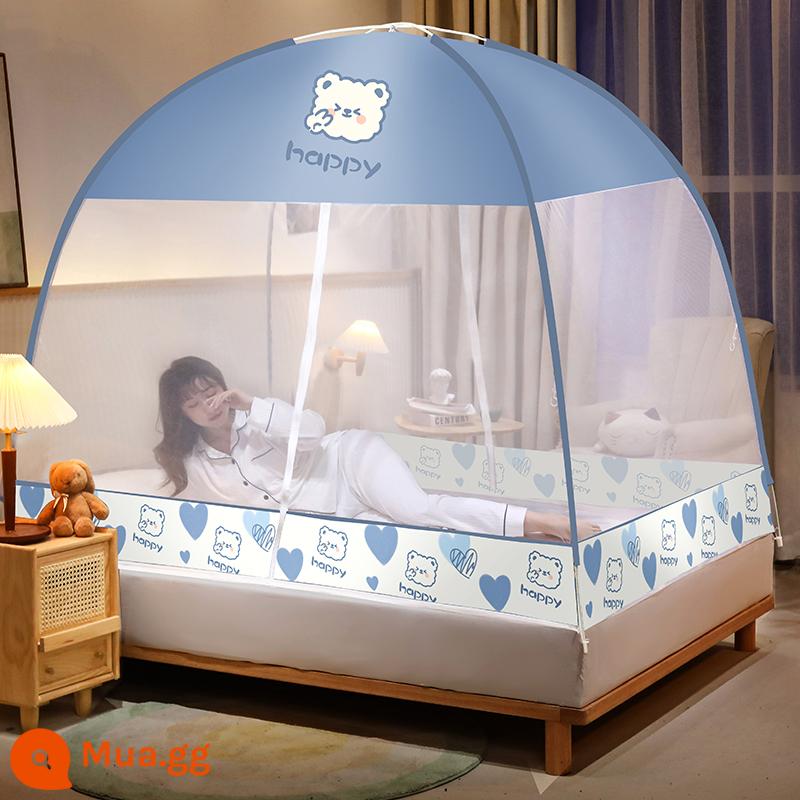 Mùng yurt không cần lắp đặt phòng ngủ gia đình giường 1.2m khung mái chống bụi 2023 chống ngã trẻ em mẫu mới - Care Bears/áo vải, chống bụi và cản ánh sáng