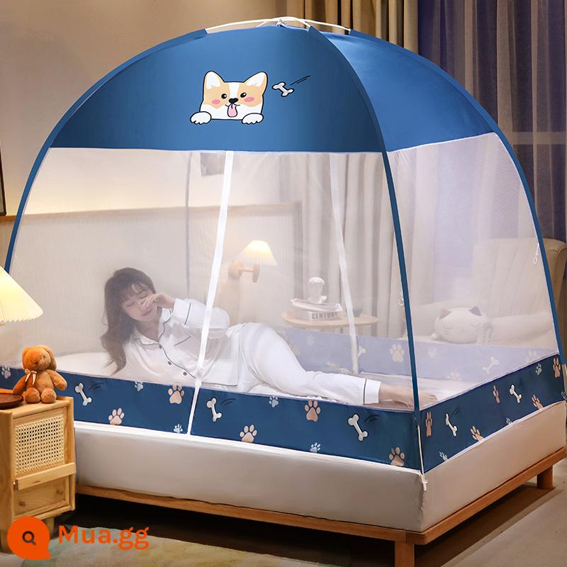 Mùng yurt không cần lắp đặt phòng ngủ gia đình giường 1.2m khung mái chống bụi 2023 chống ngã trẻ em mẫu mới - Áo Corgi/vải chống bụi và cản sáng