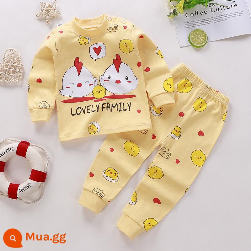 Bộ quần áo mùa thu trẻ em, đồ lót cotton nguyên chất cho bé, áo len cotton, đồ ngủ trẻ em, đồ mặc nhà cho bé trai và bé gái, quần áo mùa thu và quần vệ sinh - Bông nguyên chất loại A C61