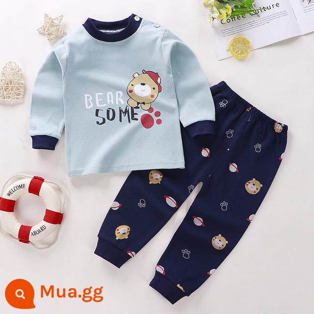 Bộ quần áo mùa thu trẻ em, đồ lót cotton nguyên chất cho bé, áo len cotton, đồ ngủ trẻ em, đồ mặc nhà cho bé trai và bé gái, quần áo mùa thu và quần vệ sinh - Bông nguyên chất loại A C53