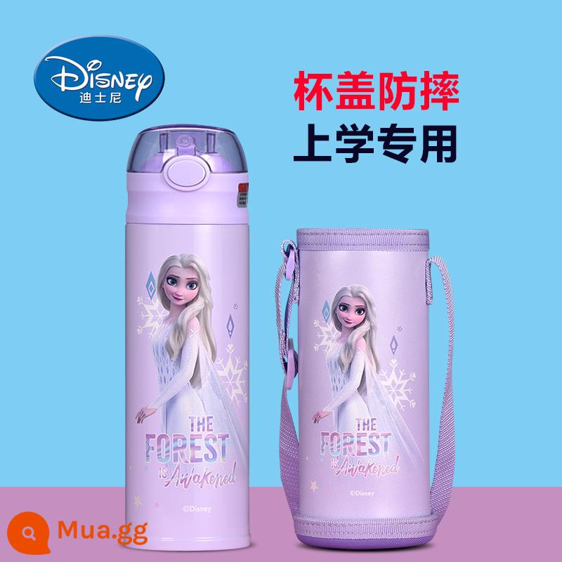 Cúp cách nhiệt của Disney Children - 500ML [Nắp Rơm] Công chúa Elsa + Nắp cốc nguyên bản + Thép không gỉ 316