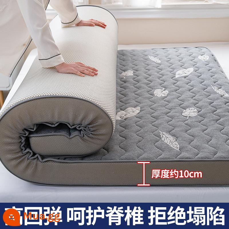 Nệm đệm nhà dày chiếu tatami chiếu ký túc xá sinh viên nệm đơn cứng chiếu mùa đông cho thuê thảm đặc biệt - Cao 10cm - Sóng Ba Chiều - Xám Lá [Lưới Thoáng Khí Mắt Chim - Nệm Bốn Mùa - Hút Ẩm Và Mồ Hôi]