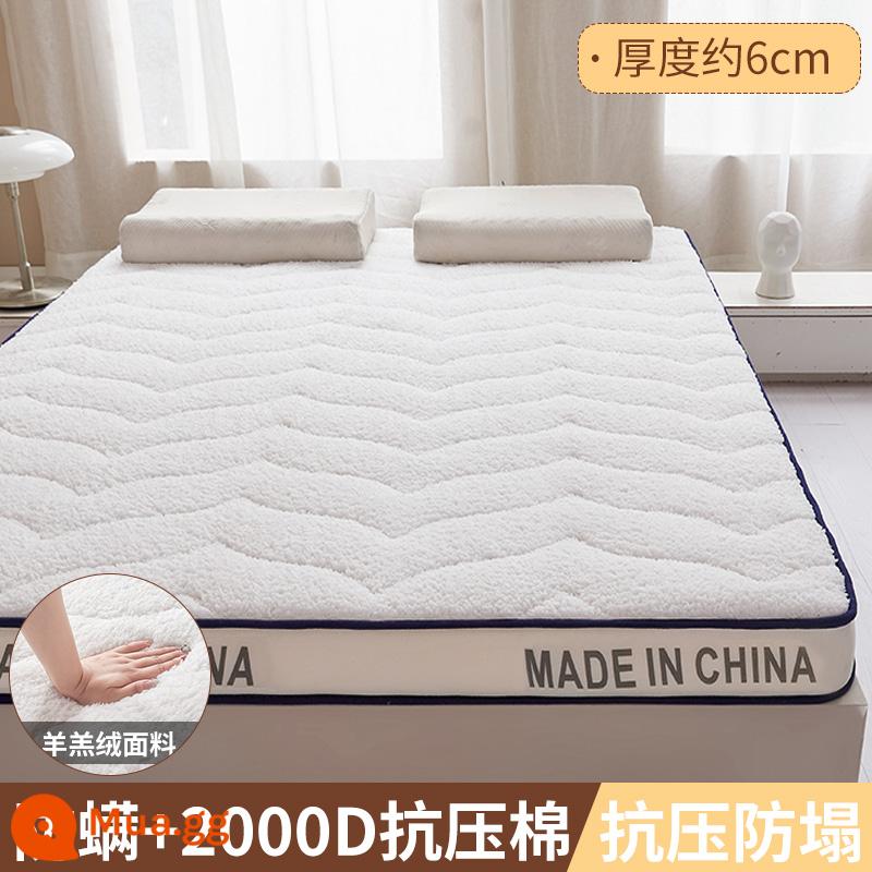 Nệm đệm nhà dày chiếu tatami chiếu ký túc xá sinh viên nệm đơn cứng chiếu mùa đông cho thuê thảm đặc biệt - Chiều cao 6cm-Trắng nhung cừu [Phong cách ấm áp mùa đông-Lưới thoáng khí dưới mắt chim]