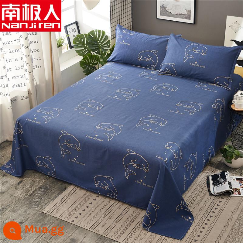 Người Nam Cực đã giặt ga trải giường cotton ký túc xá đơn sinh viên giường đôi 1,5m ký túc xá trẻ em ga chăn nam - cá heo