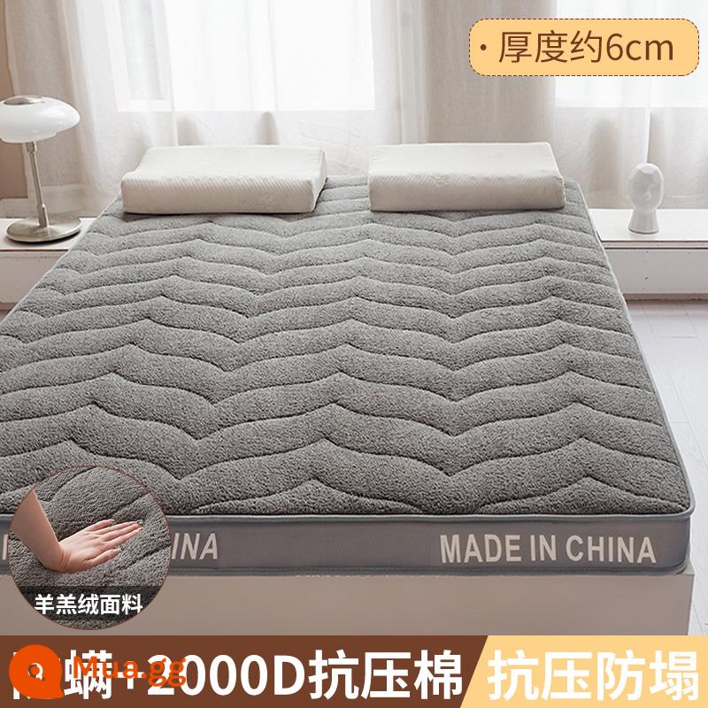 Nệm đệm nhà dày chiếu tatami chiếu ký túc xá sinh viên nệm đơn cứng chiếu mùa đông cho thuê thảm đặc biệt - Chiều cao 6cm-Màu xám nhung cừu [Phong cách ấm áp mùa đông-Lưới thoáng khí dưới mắt chim]