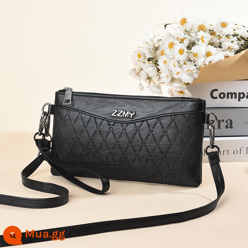 Túi nhỏ mini 2022 mới hợp thời trang túi xách nữ thời trang thu đông túi clutch phiên bản Hàn Quốc da mềm đeo vai Ví đựng xu Messenger - Đen Loại B