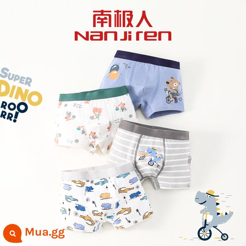 Quần lót trẻ em bé trai cotton nguyên chất quần lót boxer 100% cotton 100% bé trai quần an toàn cho bé - Xe đạp rồng - 4 chiếc [Bánh răng bên trong kháng khuẩn - không kẹp pp] Giảm 10 cho 2 bộ