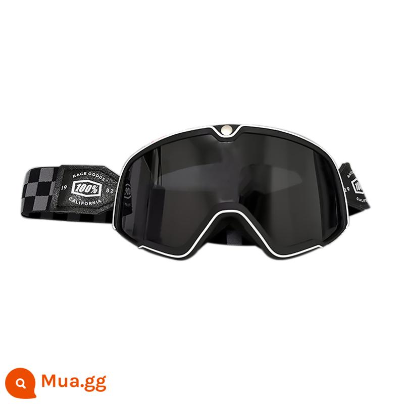 100% kính xe máy Harley retro chống gió cát kính xe máy off-road cưỡi mũ bảo hiểm 3/4 kính - Ống kính màu xám gọng đen - kính lưới màu đen và xám, ống kính trong suốt thay thế miễn phí